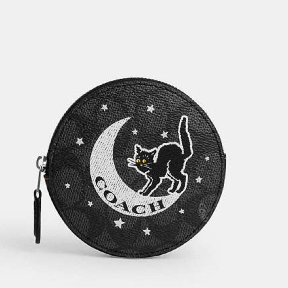 Coach NWT/NIP Coin Case In Signature Canvas With Halloween Graphic